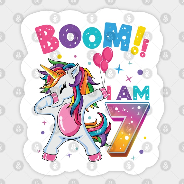 Kids Dabbing Birthday Shirt 7 Years Old Birthday Outfit Girls Sticker by BioLite